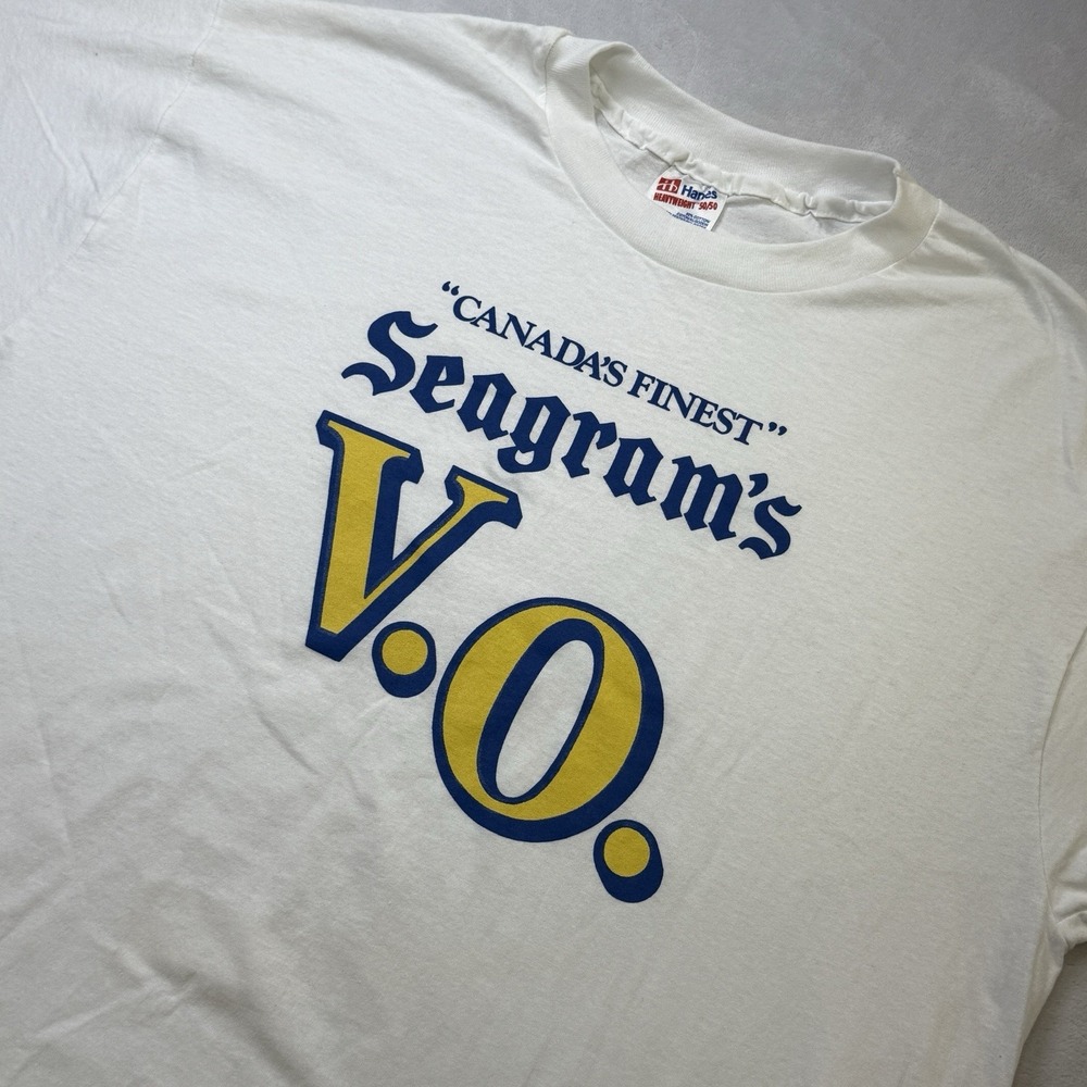 Vintage Seagram's VO T Shirt XL USA Made Hanes Heavyweight 50/50